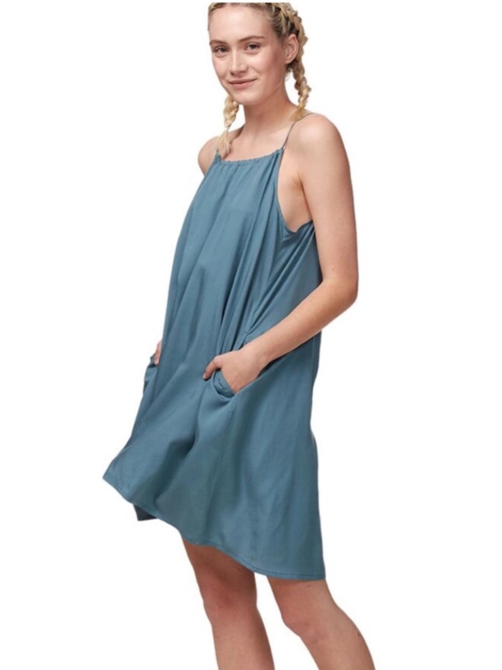 Patagonia June Lake Swing Sleeveless Dress in Abalone Blue Size Large